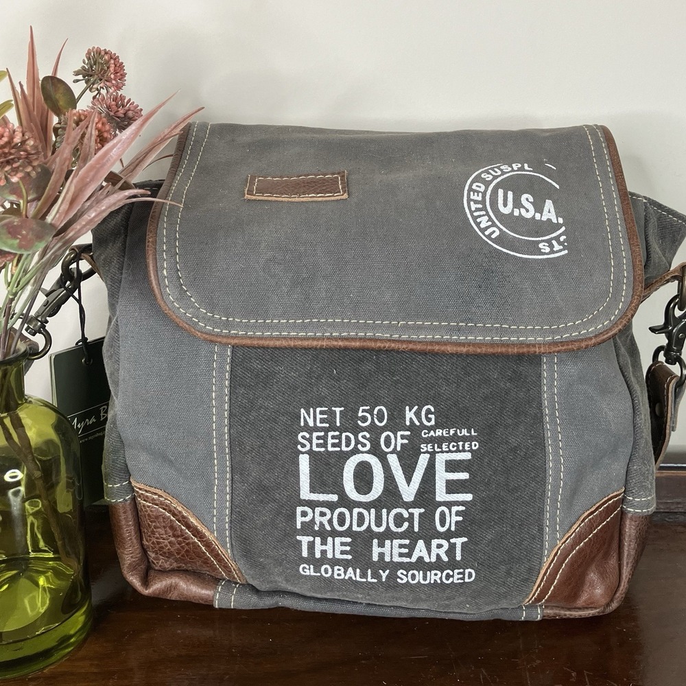Myra Gray Shoulder Bag Purse "Seeds Of Love Product Of The Heart" New